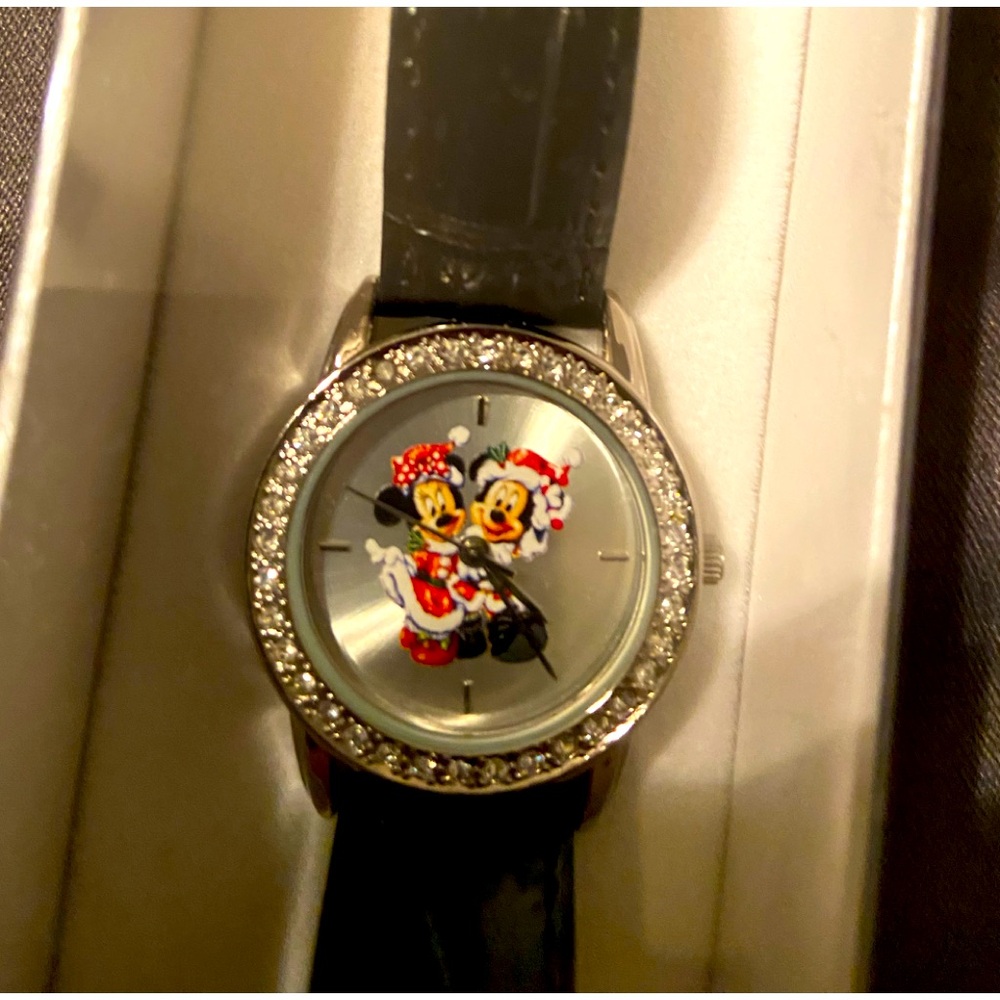 Disney Mickey and Minnie Mouse Watch with Black Strap
